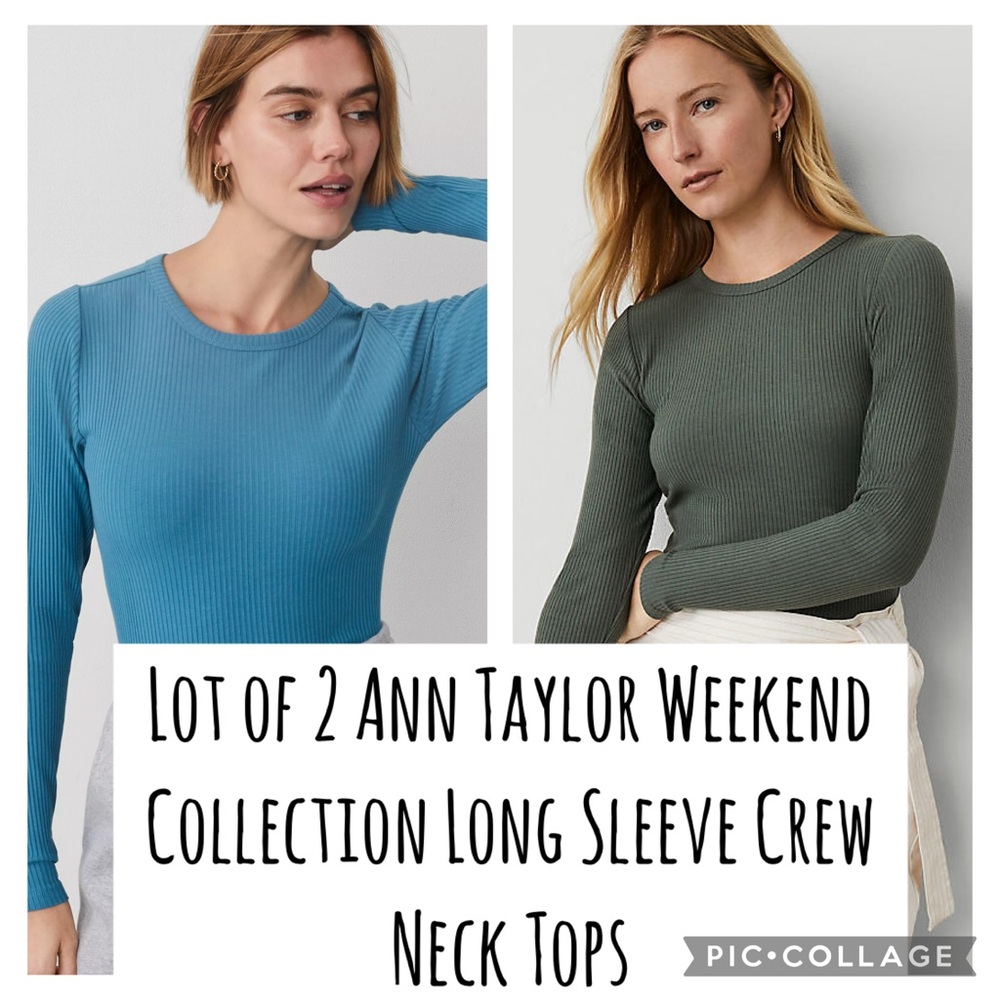 NWOT Lot of TWO Ann Taylor Weekend Collection Long Sleeve Crew Neck Tops. Sz. L